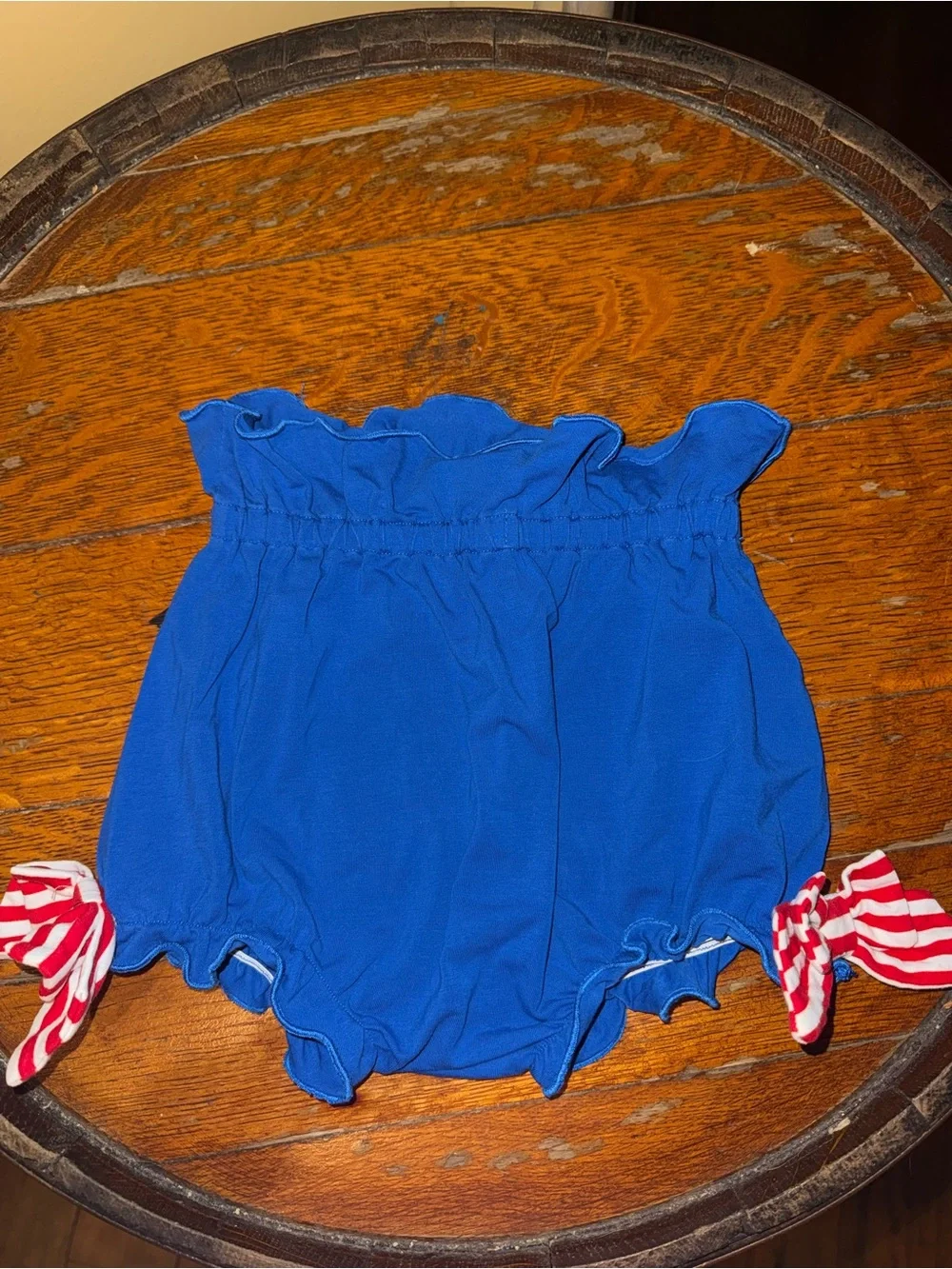 Kids Red & Blue Striped Smocked Top with Blue Bloomers